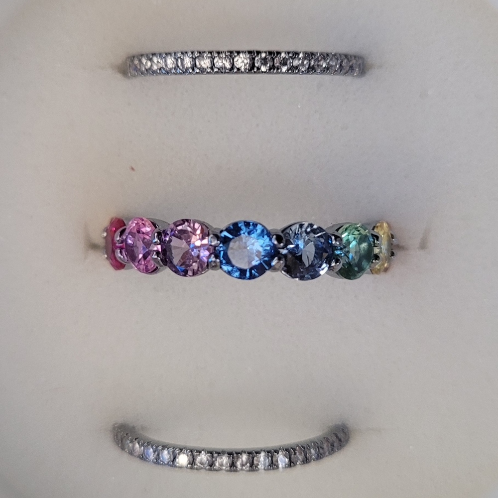 Elegant Multi-Color Gemstone Ring Stack